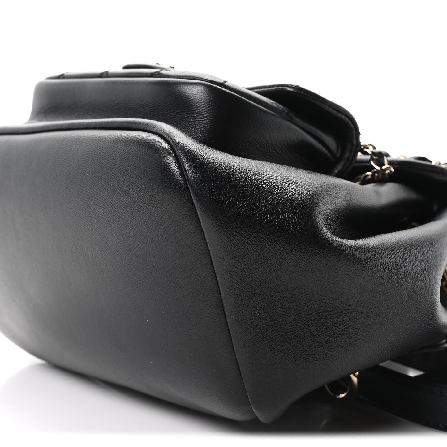 Lambskin Quilted Small Duma Drawstring Backpack Black