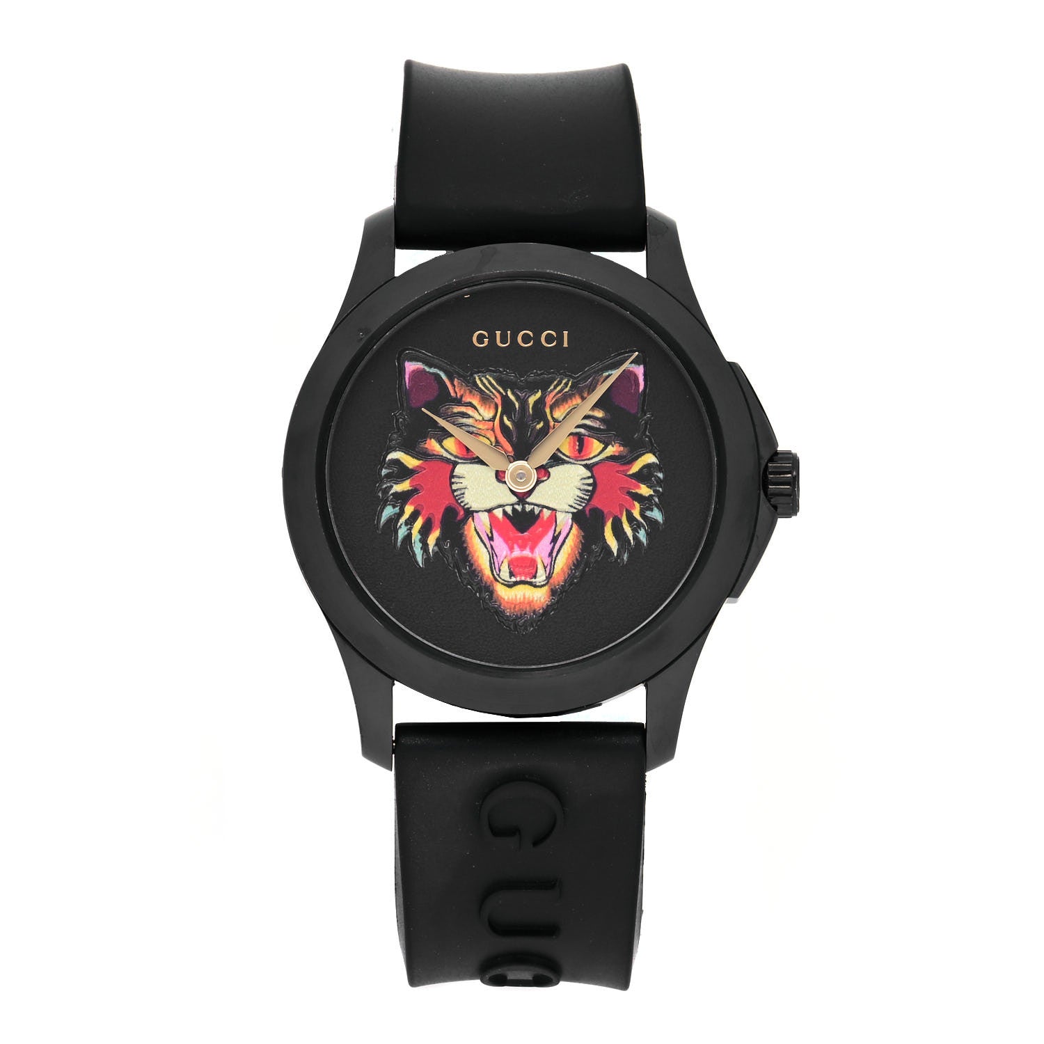 Gucci PVD Stainless Steel Rubber 38mm G-Timeless Angry Cat Quartz Watch Black 1 of 5