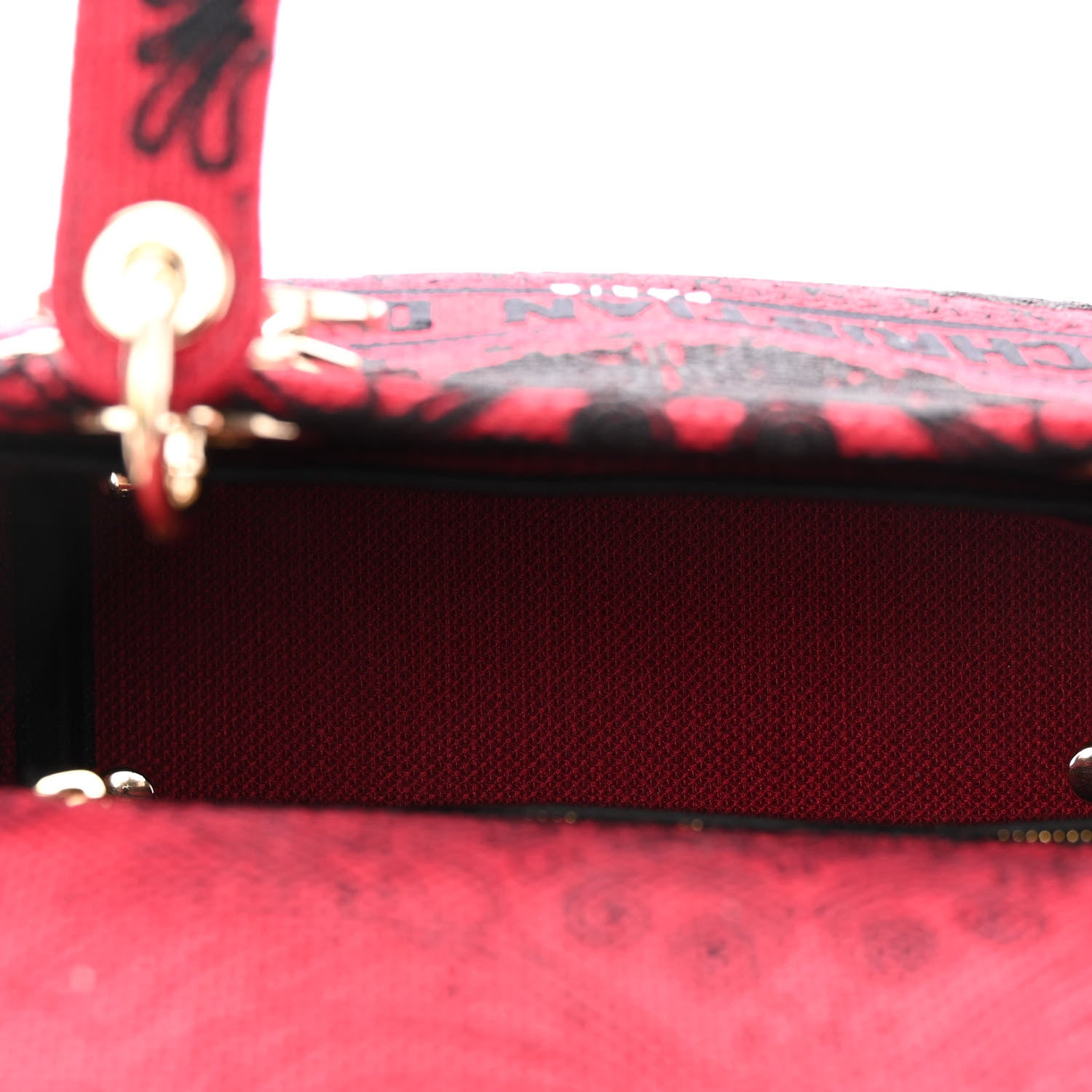 Christian Dior Canvas Embroidered Ornamental Cornely Medium Lady D-Lite Red Black 5 of 9