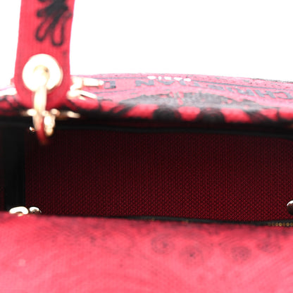 Christian Dior Canvas Embroidered Ornamental Cornely Medium Lady D-Lite Red Black 5 of 9