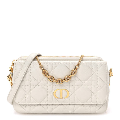Christian Dior Supple Calfskin Cannage Caro Pouch with Chain Latte 1 of 10