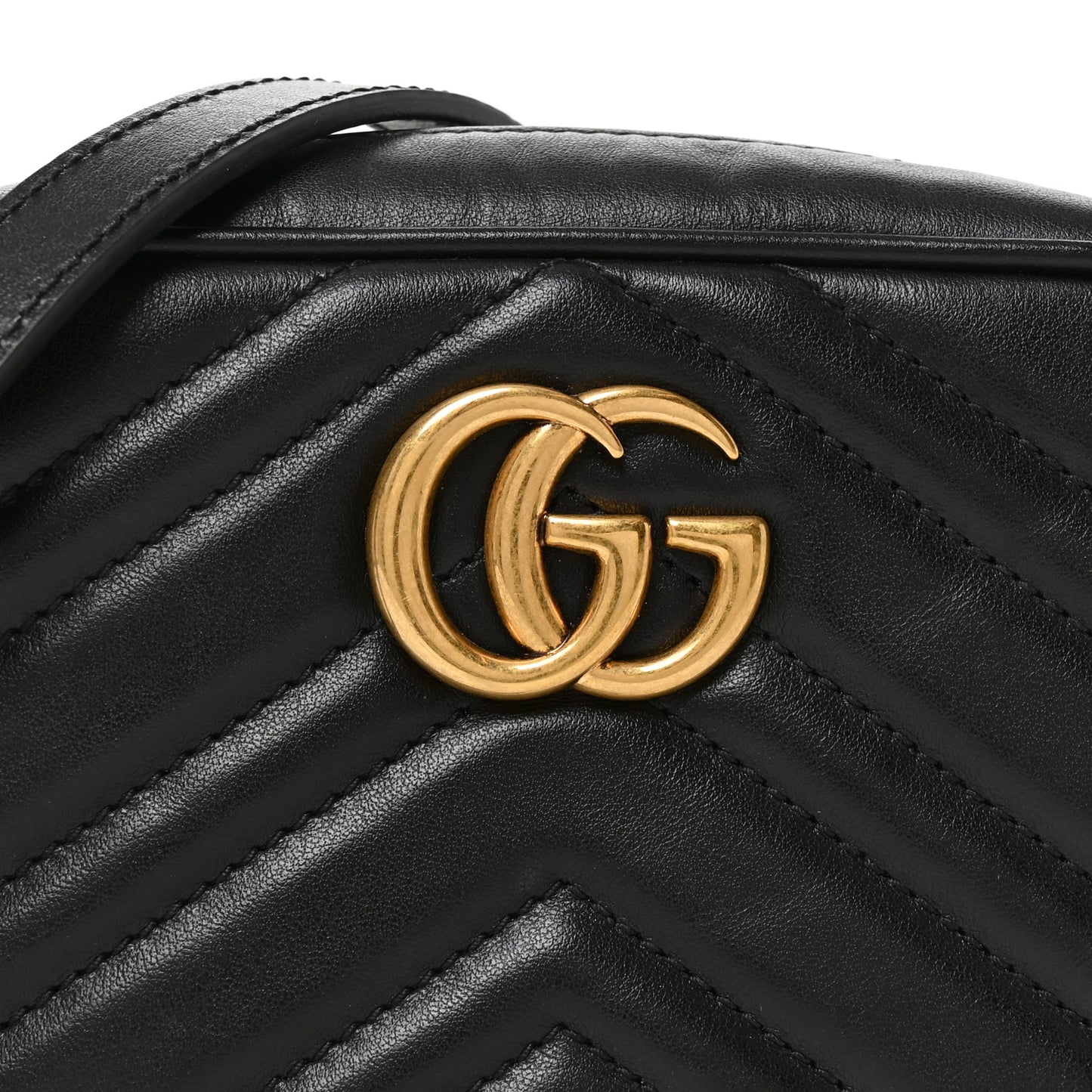 Calfskin Matelasse Mini GG Marmont Chain Shoulder Bag Black Black