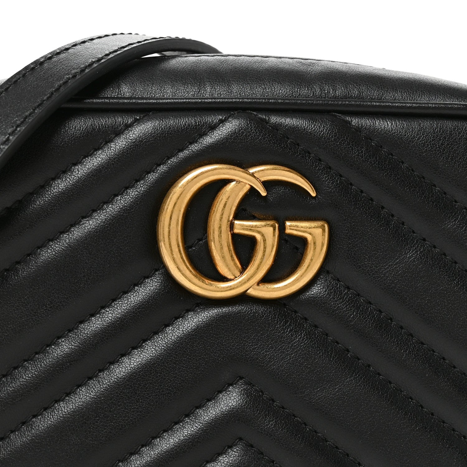 Gucci Calfskin Matelasse Mini GG Marmont Chain Shoulder Bag Black Black 8 of 11