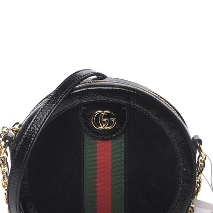 Gucci Suede Patent Web Mini Ophidia Round Shoulder Bag Black 10 of 10