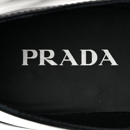 Prada Spazzolato Metal Triangle Logo Flatform 45mm Loafers 40 Black 6 of 9