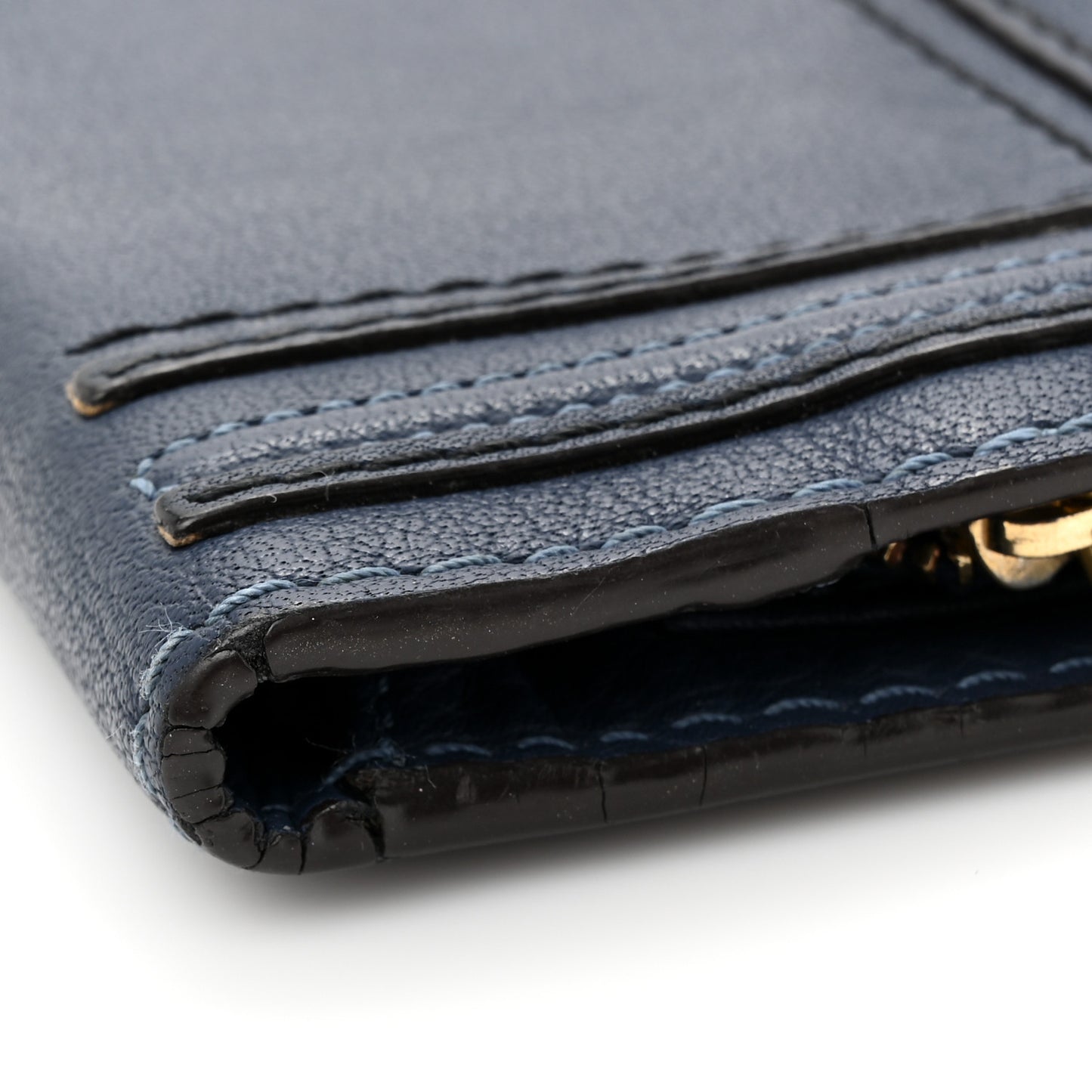 Grained Calfskin Marcie Long Zip Around Wallet Dark Blue