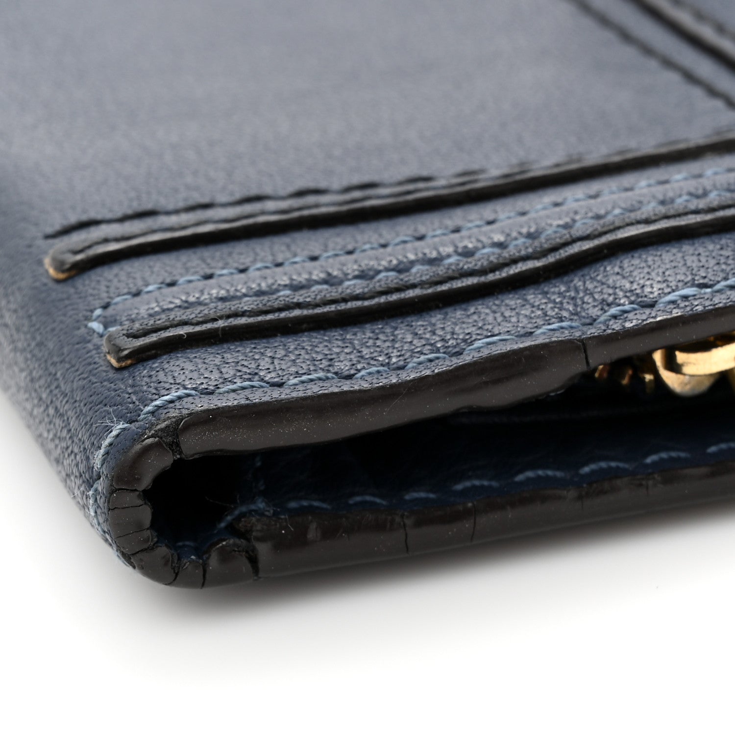 Chloe Grained Calfskin Marcie Long Zip Around Wallet Dark Blue 13 of 14