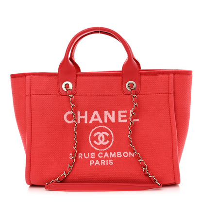 Chanel Mixed Fibers Small Deauville Tote Red 3 of 11
