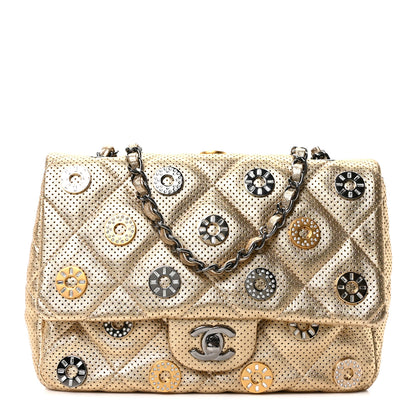 Chanel Perforated Metallic Lambskin Small CC Medals Flap Gold 1 of 10