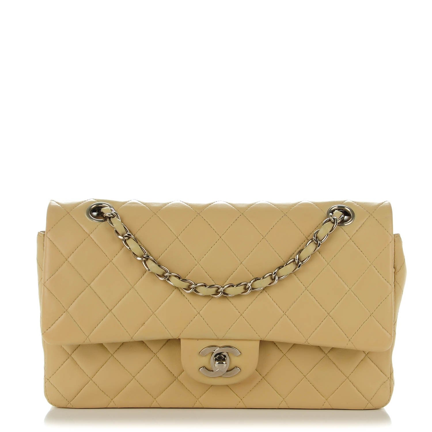 Chanel Lambskin Quilted Medium Double Flap Beige 1 of 10