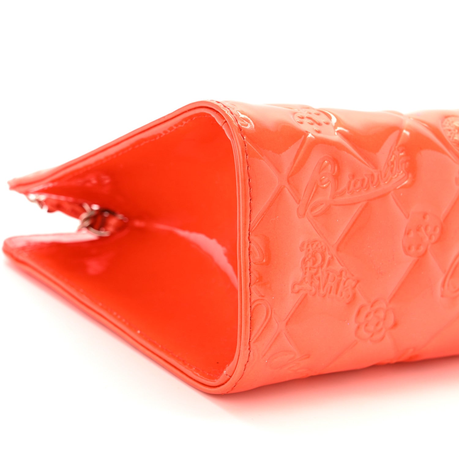 Chanel Patent Calfskin Lucky Symbols Pochette Coral 9 of 13