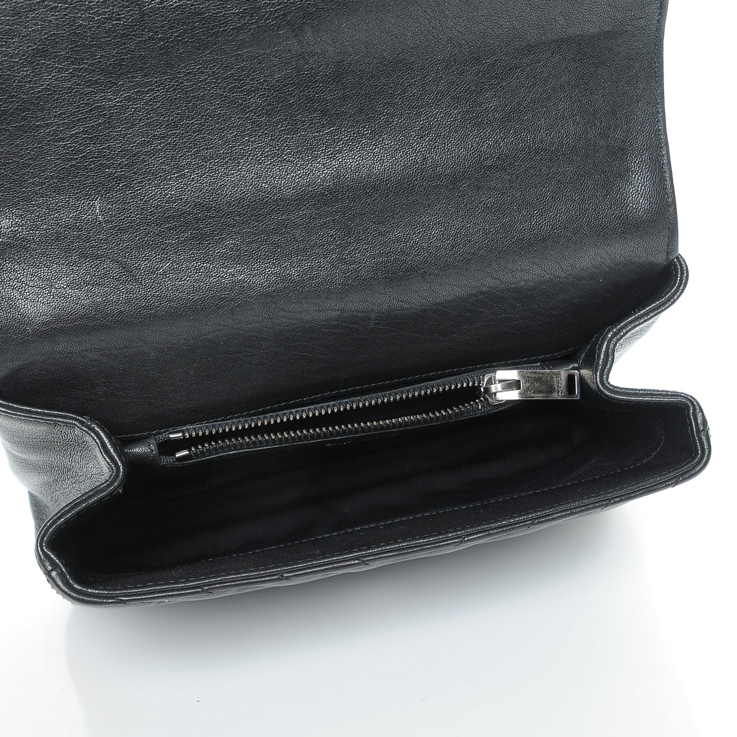 Lambskin Matelasse Chevron Studded Monogram Medium College Bag Black