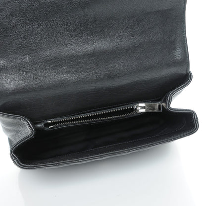 Saint Laurent Lambskin Matelasse Chevron Studded Monogram Medium College Bag Black 5 of 7