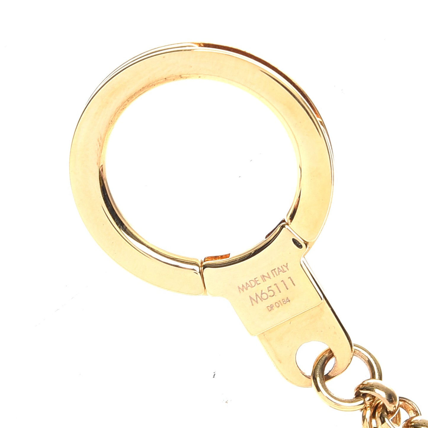 Brass Enamel Fleur De Monogram Bag Charm Chain Gold