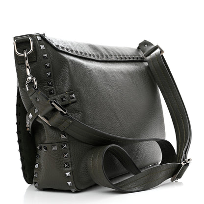 Valentino Garavani Pebbled Calfskin Rockstud Messenger Green 3 of 9