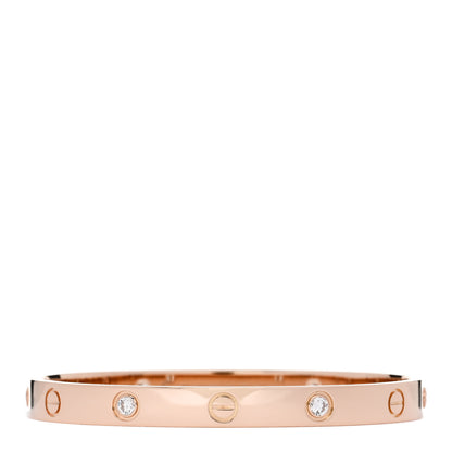 Cartier 18K Pink Gold 4 Diamond LOVE Bracelet 17 2 of 7