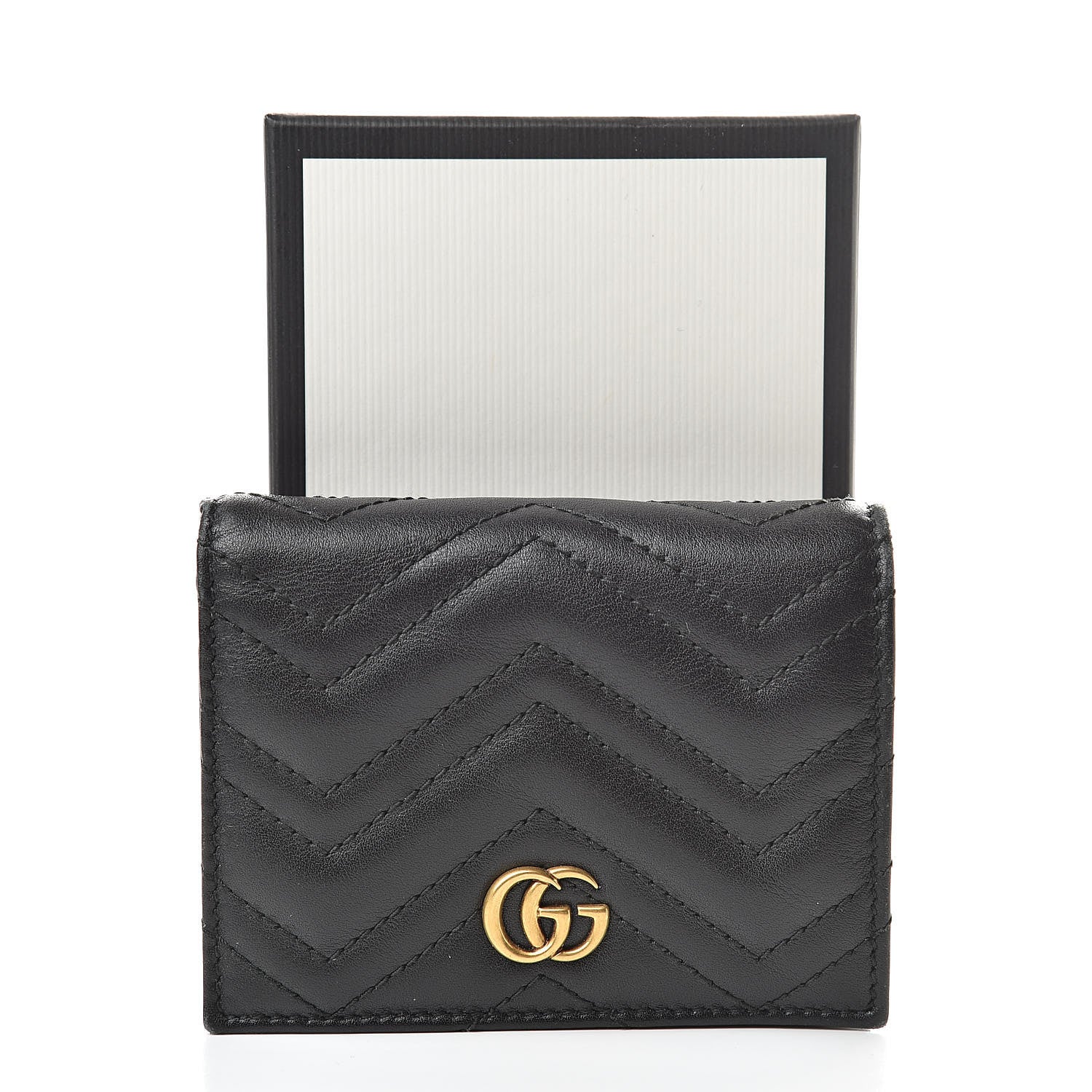 Gucci Calfskin Matelasse GG Marmont Card Case Wallet Black 8 of 8