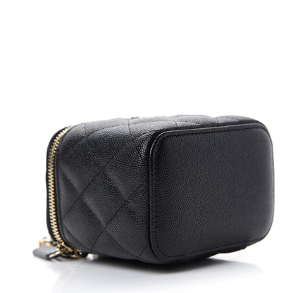 Chanel Caviar Quilted Mini Pearl On Top Vanity Case With Chain Black 4 of 11
