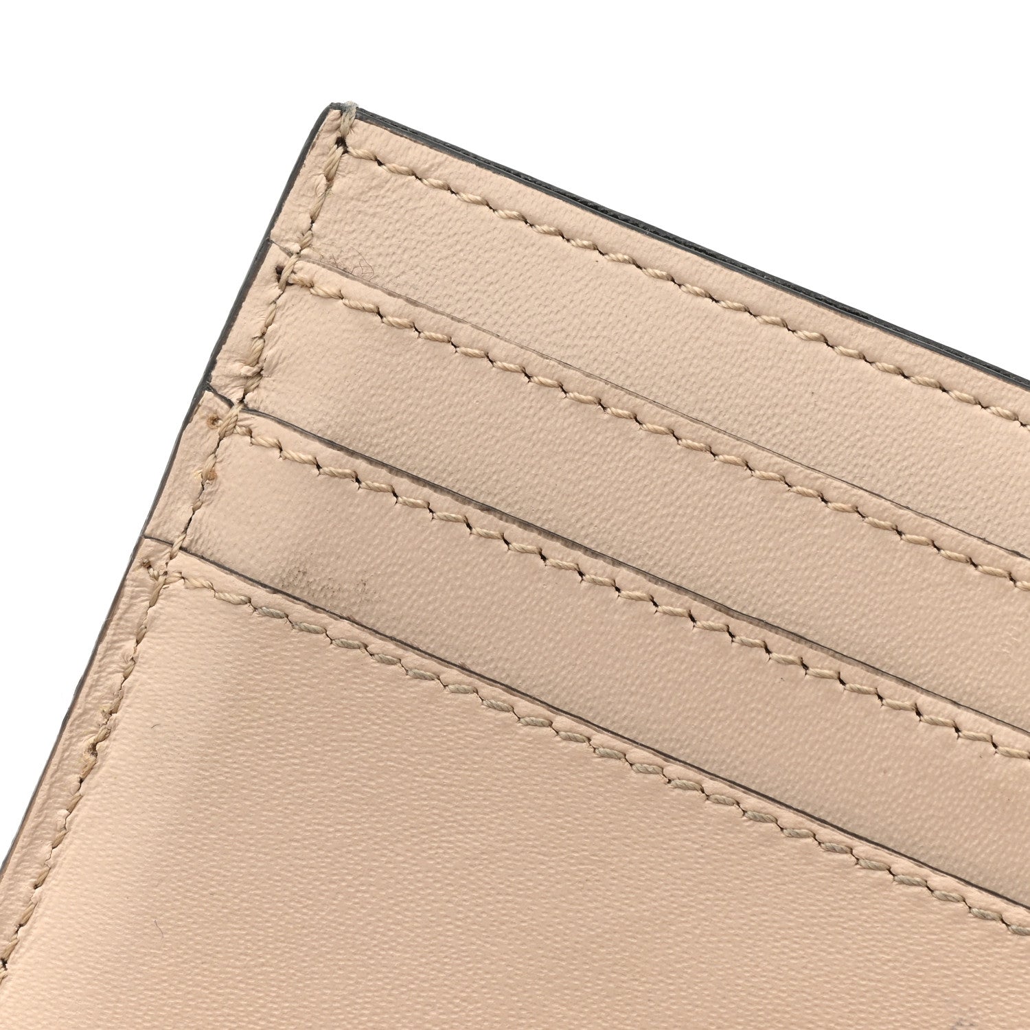 Fendi Vitello King Tamponato Logo Embossed Fold Over Card Holder Wallet Poudre 11 of 13