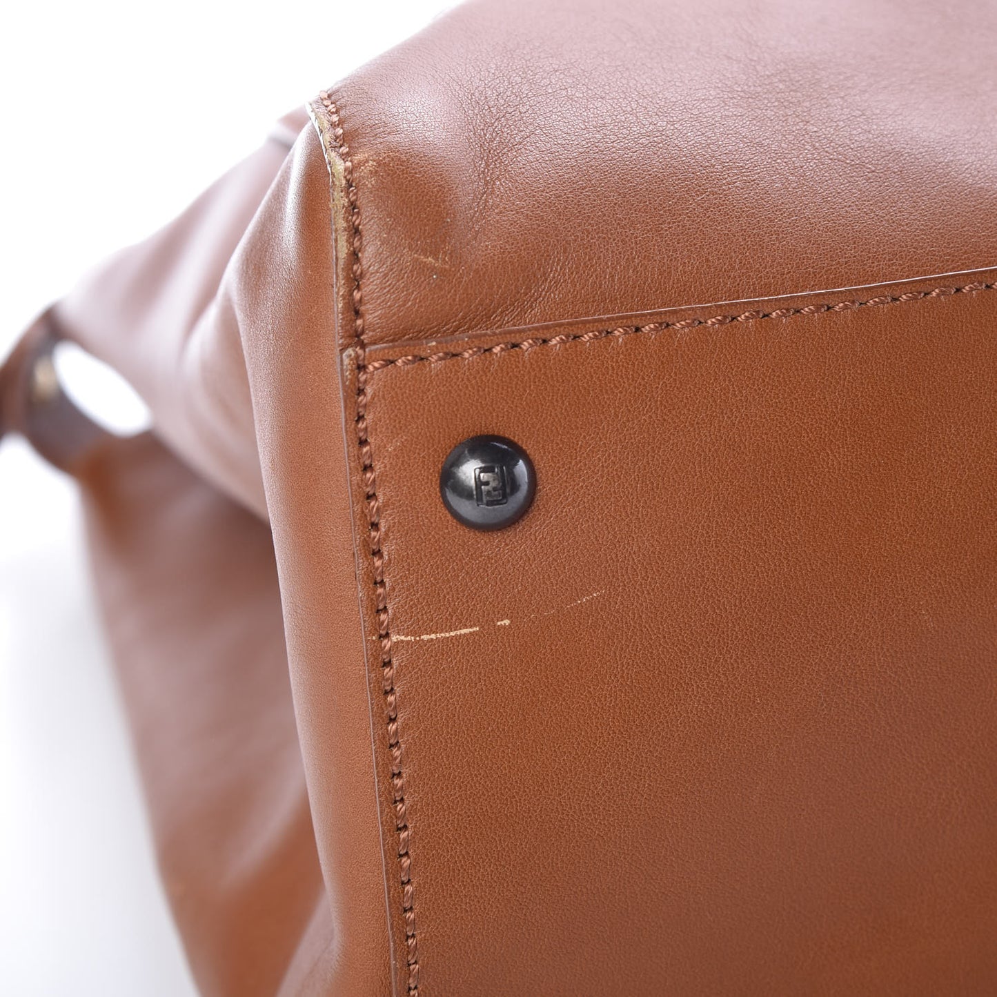 Vitello Suede Large Peekaboo Iconic Satchel Cuoio Rame Moro
