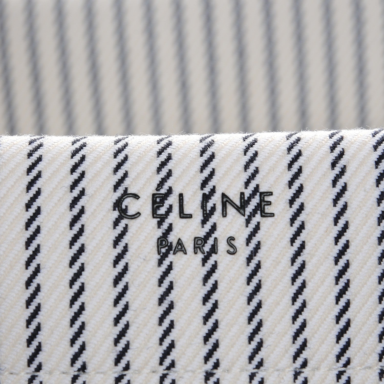 Celine Cotton Canvas Striped Medium Phantom Luggage White Navy 8 of 9