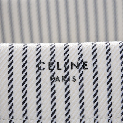 Celine Cotton Canvas Striped Medium Phantom Luggage White Navy 8 of 9