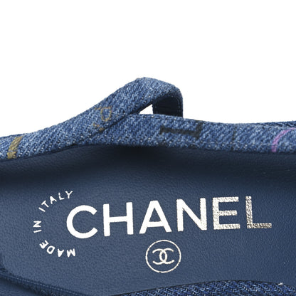 Chanel Denim Printed Mood Cap Toe CC Slingback Pumps 35.5 Light Blue Multicolor 9 of 10