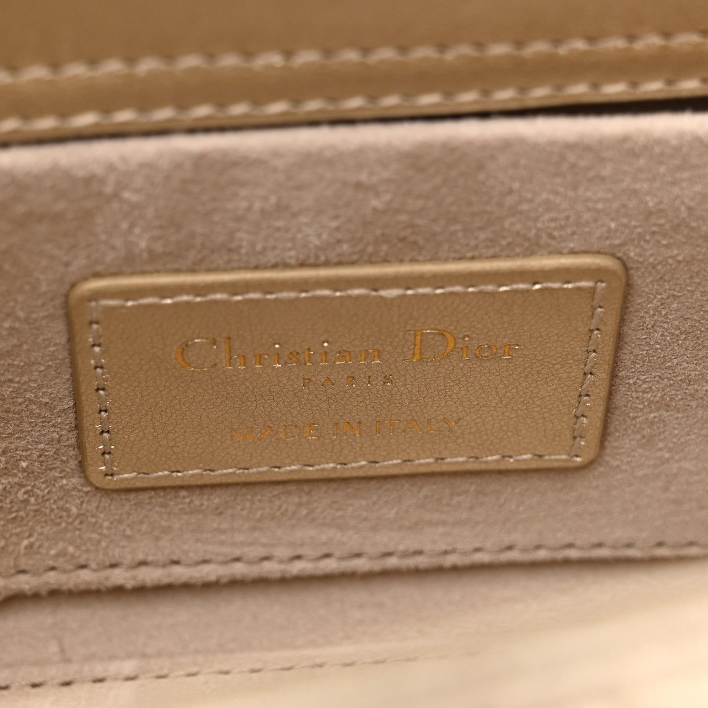 Metallic Lambskin Cannage Small Lady D-Joy Gold