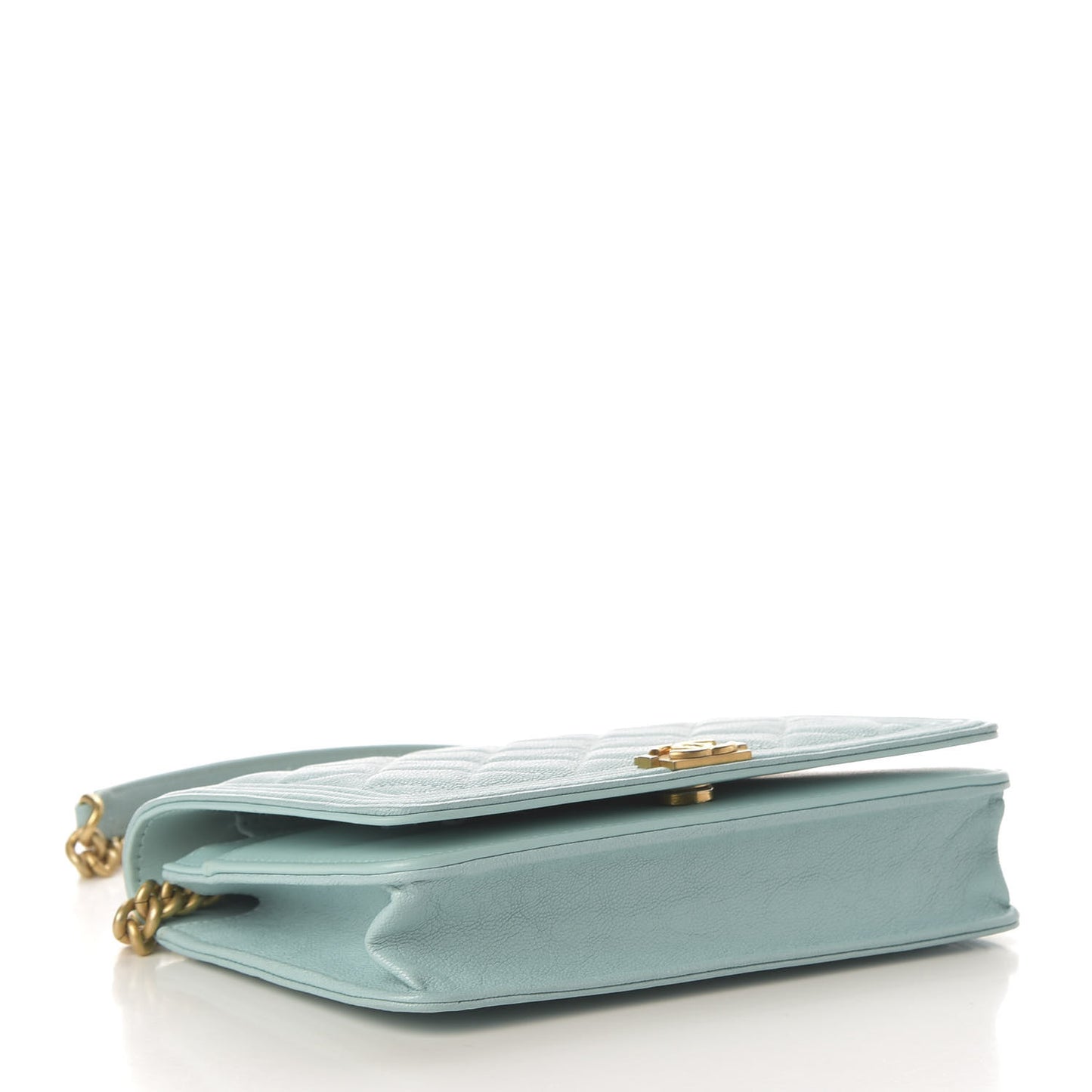 Caviar Quilted Boy Wallet On Chain WOC Light Blue
