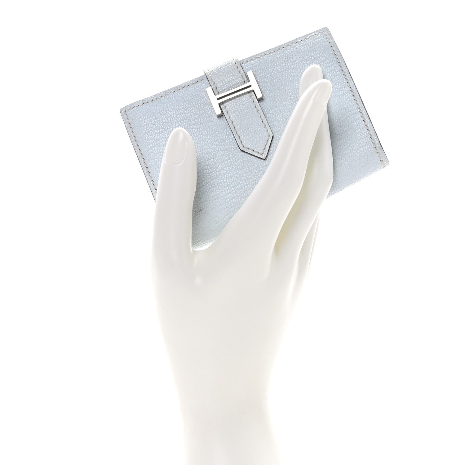 Hermes Chevre Mysore Bearn Card Holder Wallet Bleu Brume 2 of 10