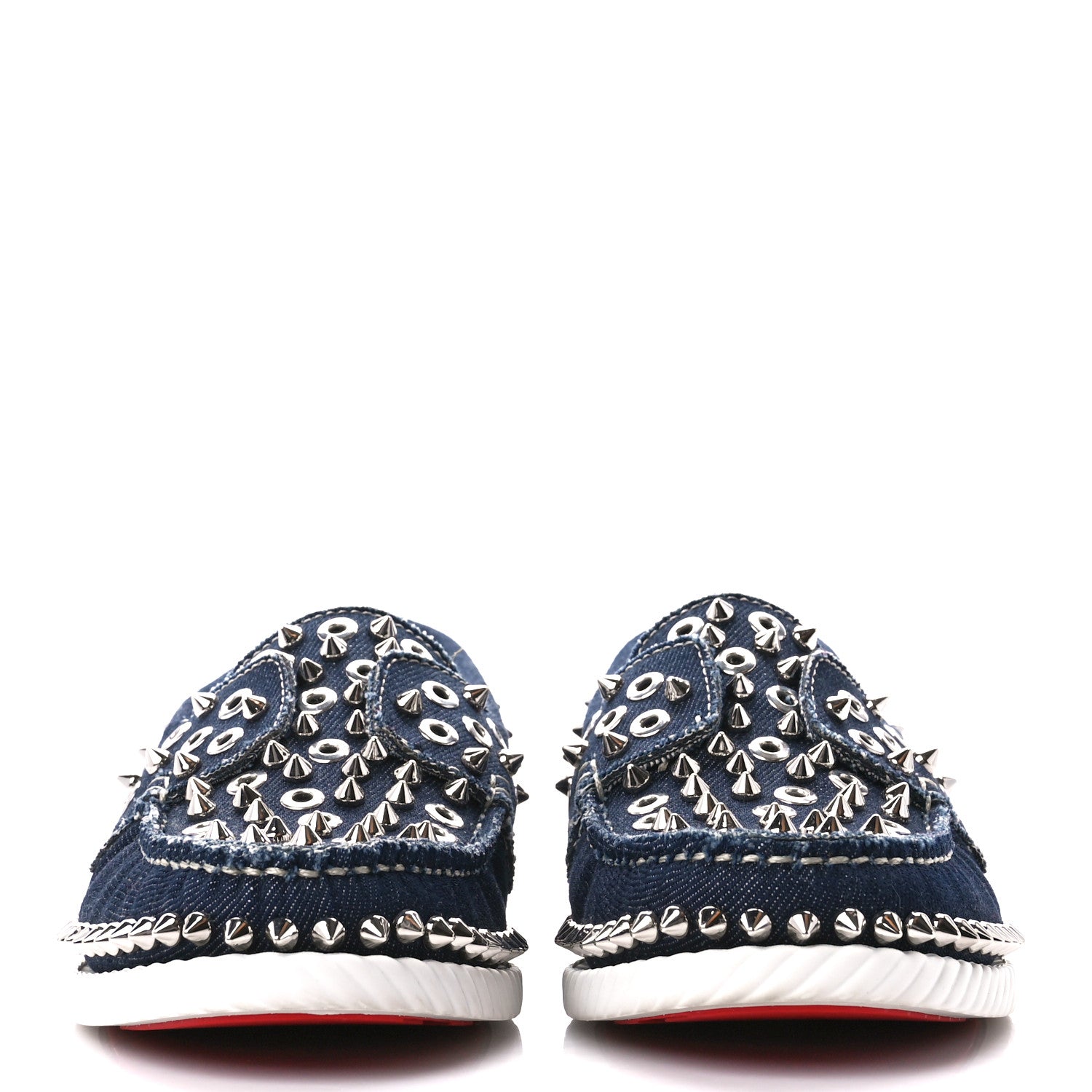Christian Louboutin Denim Yacht Spikes Loafers 40 Blue 1361629