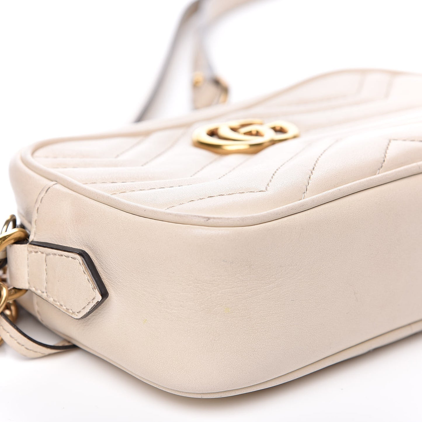 Calfskin Matelasse Mini GG Marmont Chain Shoulder Bag White