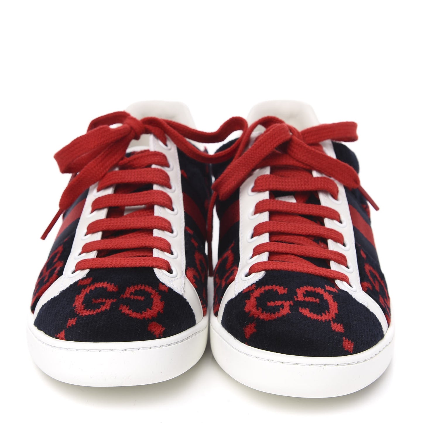 Terry Cloth GG Monogram Web Womens Ace Sneakers 35.5 Blue Red