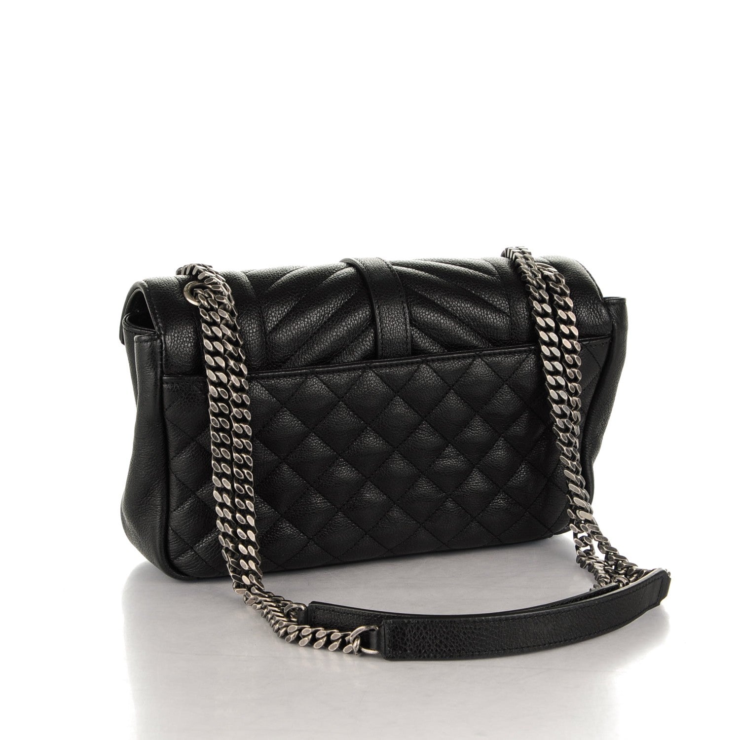 Saint Laurent Sheepskin Tri-Quilt Monogram Medium College Bag Black 3 of 7