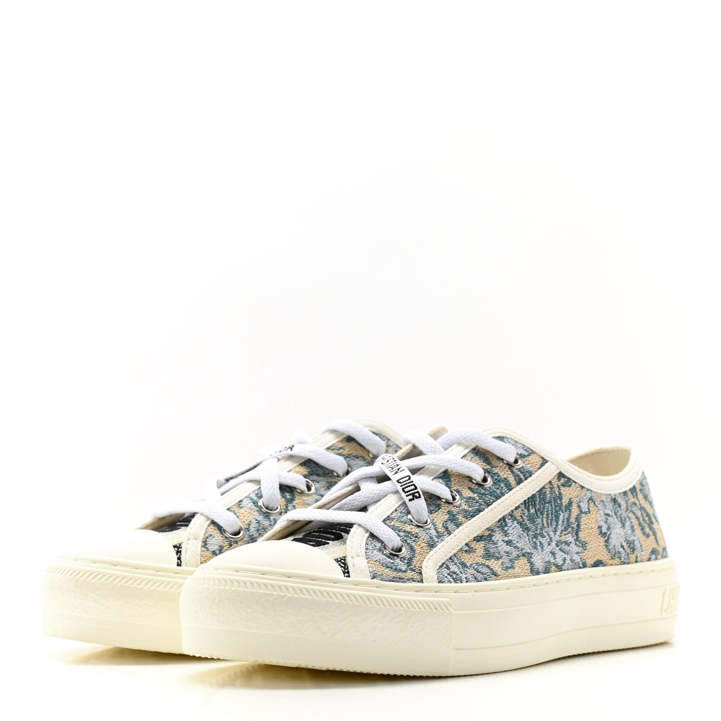 Brocart Lurex Embroidered Walk'N'Dior Low Top Sneakers 36 Canard