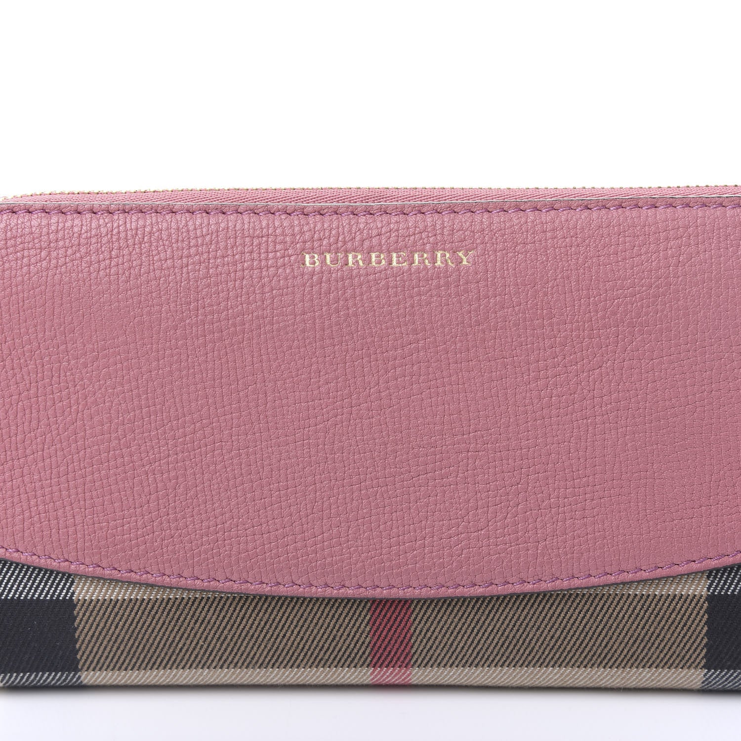 Burberry Grainy Calfskin House Check Elmore Zip Around Wallet Mauve Pink 8 of 8