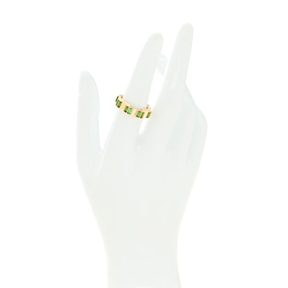 Gucci 18K Yellow Gold Green Tourmaline 7mm Link to Love Ring 54 6.75 2 of 5
