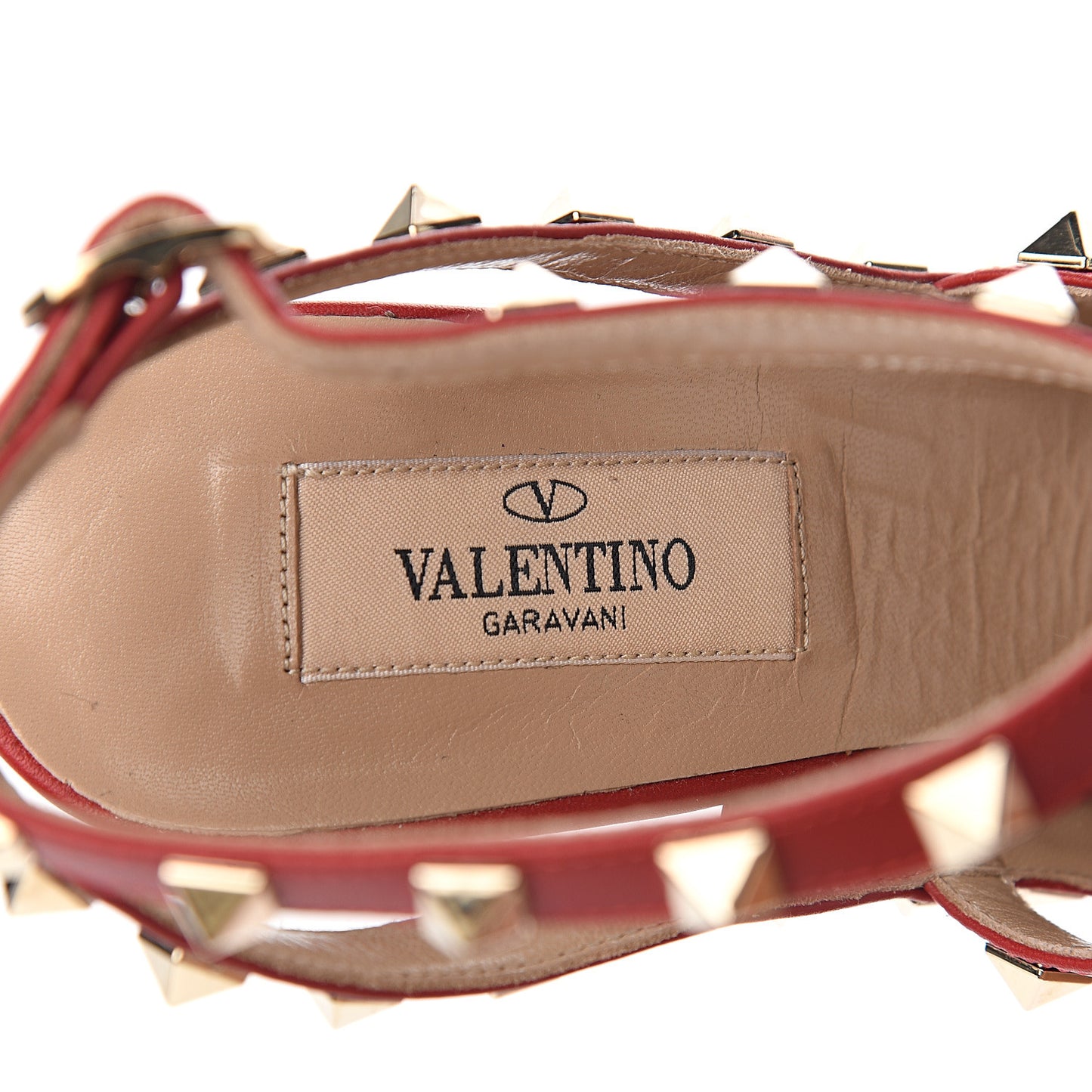 Pebbled Calfskin Rockstud Ankle Strap 100mm Pumps 38 Rosso Valentino