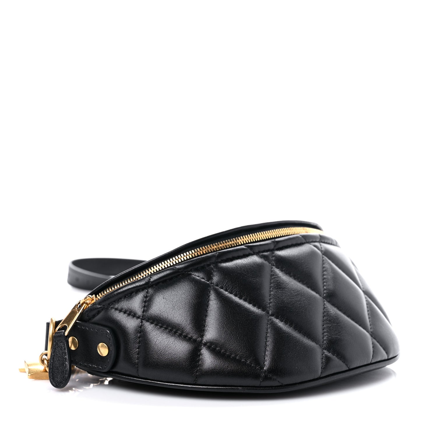 Calfskin Quilted XXS Souveniers Charms Belt Bag Black