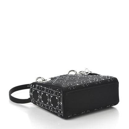 Christian Dior Satin Crystal Cannage Mini Lady Dior Black 4 of 10