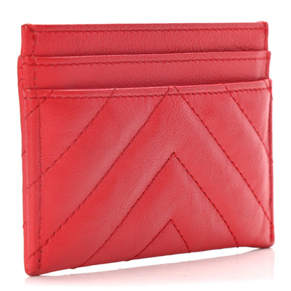 Chanel Sheepskin Chevron Quilted Reissue Card Holder Red 3 of 10