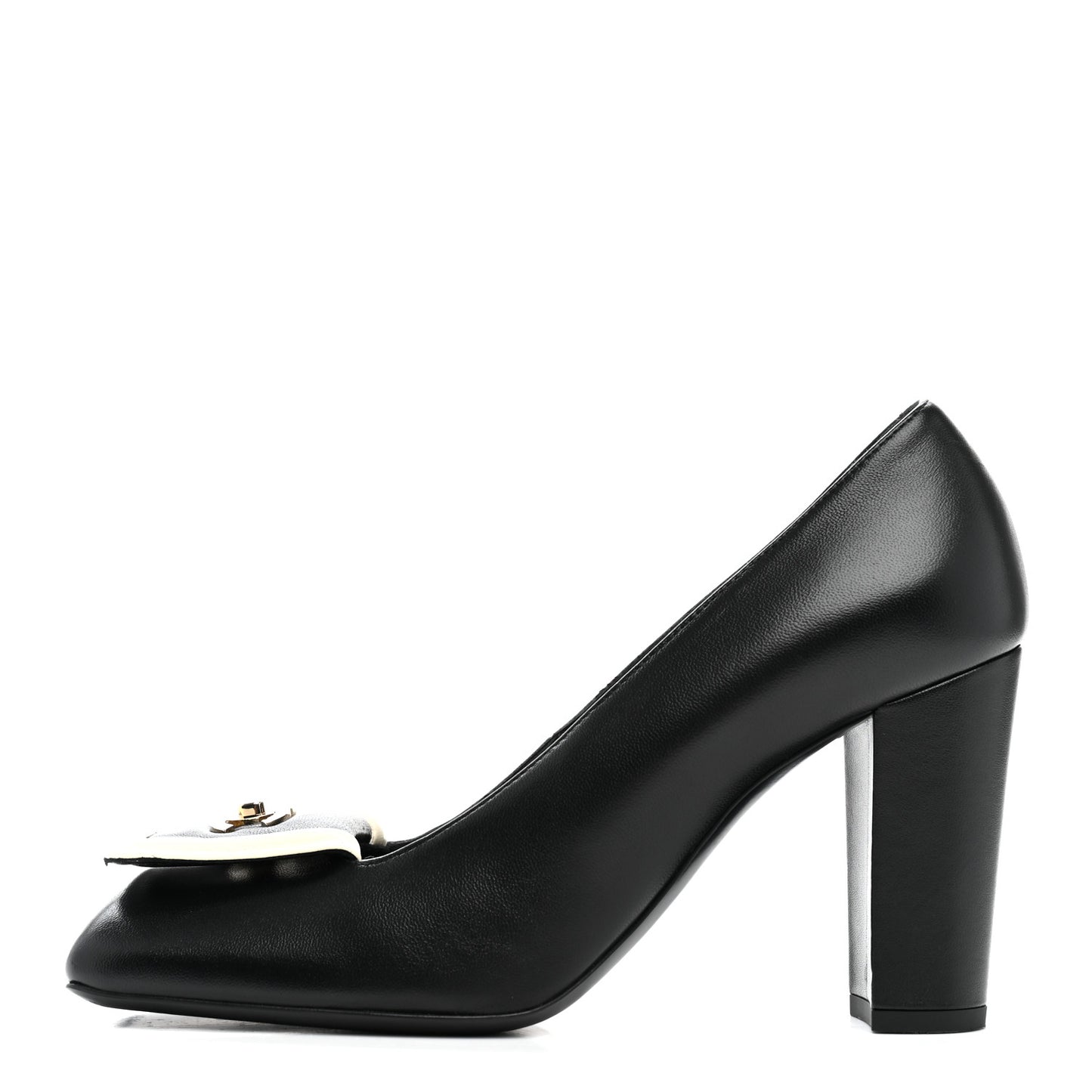 Lambskin Turnlock CC Pumps 38 Black Ivory
