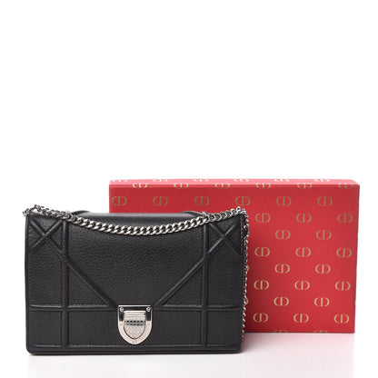 Christian Dior Grained Calfskin Diorama Wallet on Chain Pouch Black 18 of 18