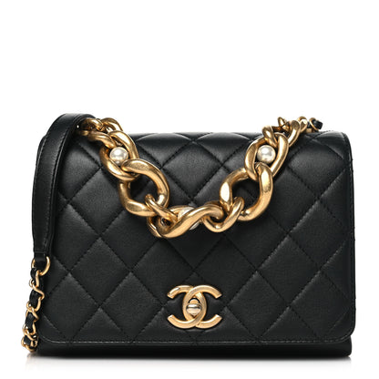 Chanel Calfskin Quilted Pearl Jewel Chain Flap Black 1 of 11