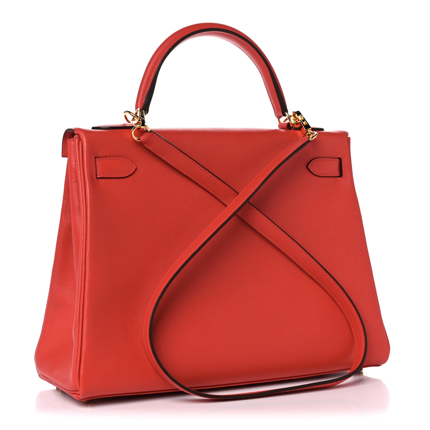 Hermes Evercolor Verso Kelly Retourne 32 Capucine Rouge H 3 of 15