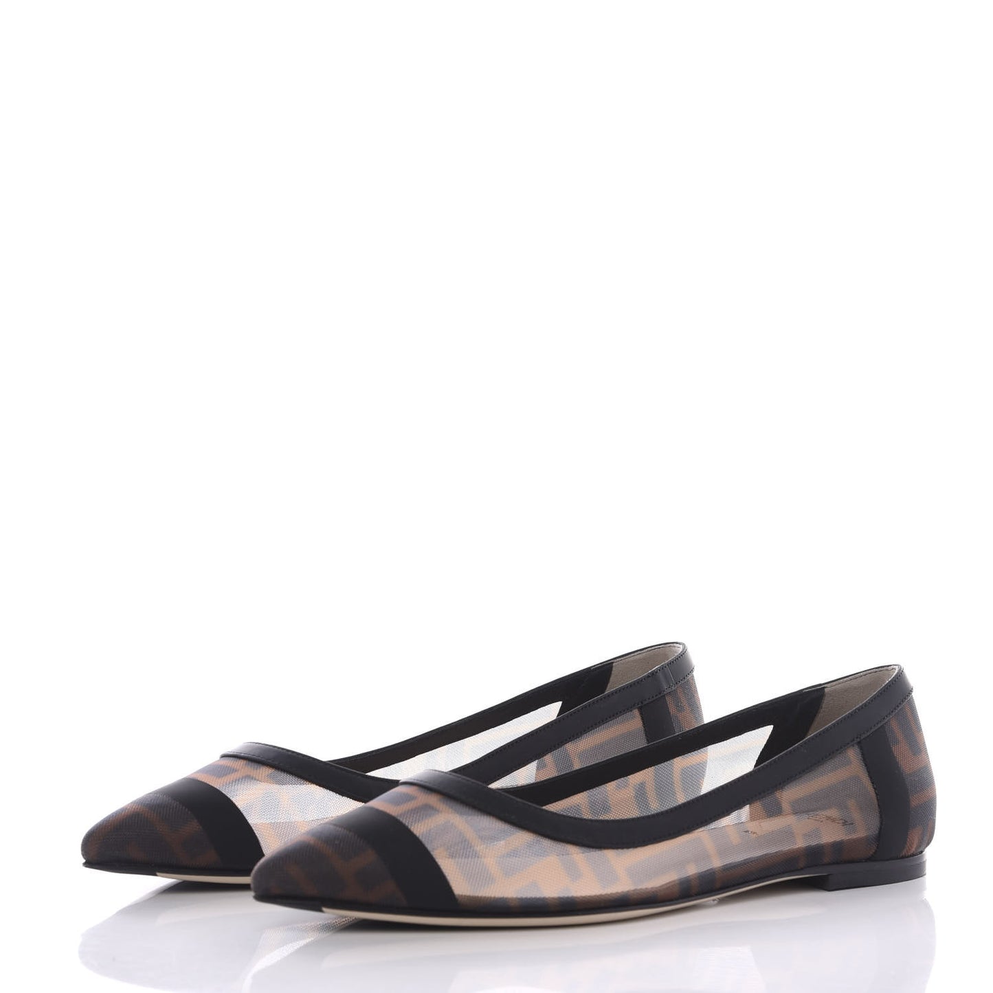 Mesh FF Skimmer Ballerina Flats 38 Tobacco Moro Black