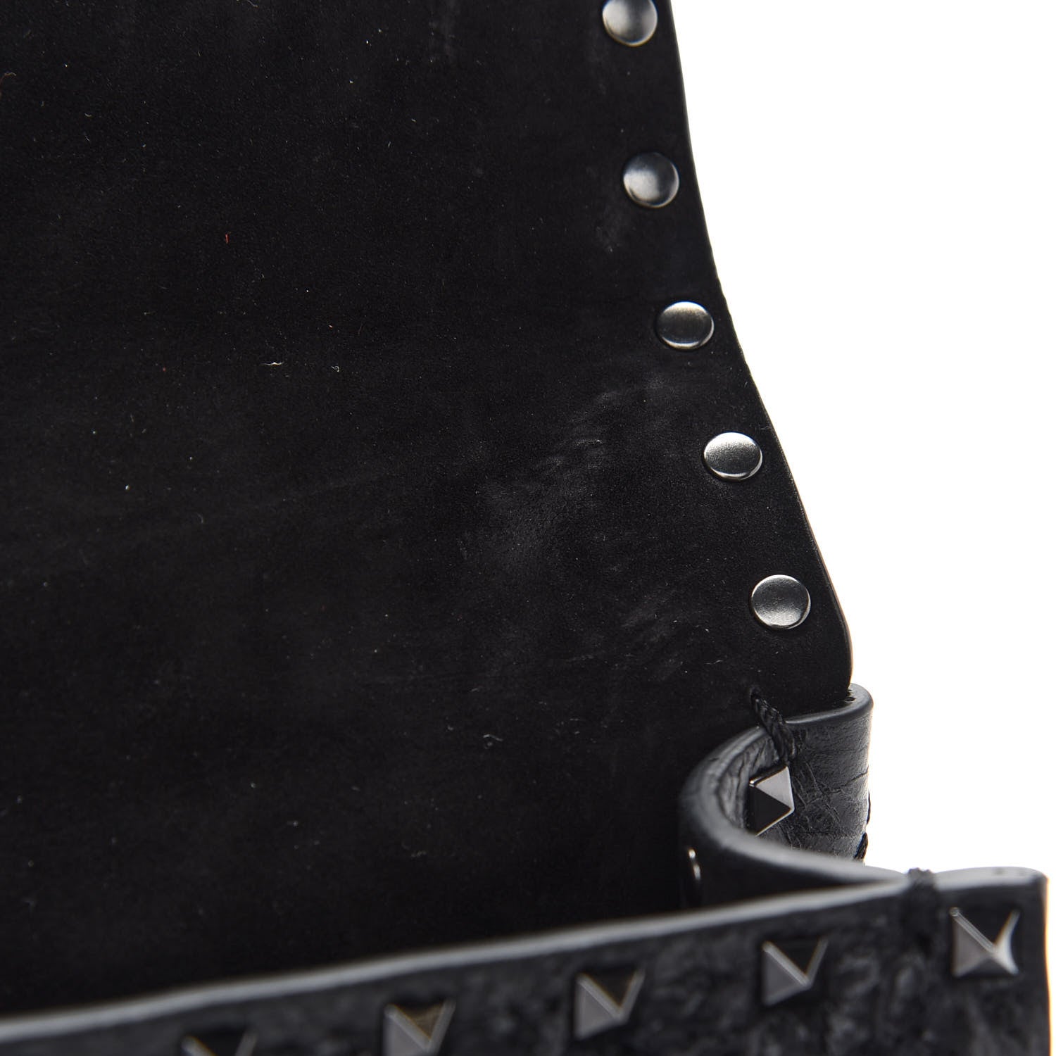 Valentino Garavani Craquele Nappa Medium Rockstud Spike Shoulder Bag Black 7 of 9