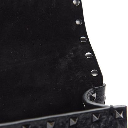 Valentino Garavani Craquele Nappa Medium Rockstud Spike Shoulder Bag Black 7 of 9