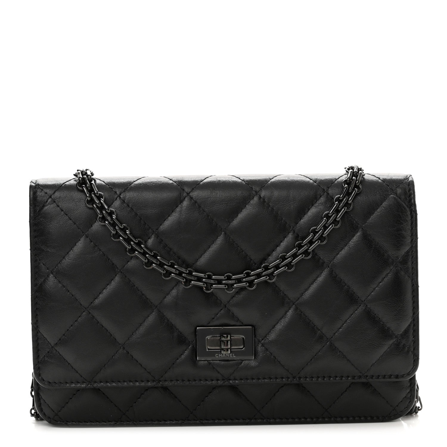 Chanel Aged Calfskin Quilted Reissue Wallet On Chain WOC So Black 1 of 11