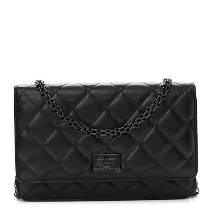 Chanel Aged Calfskin Quilted Reissue Wallet On Chain WOC So Black 1 of 11